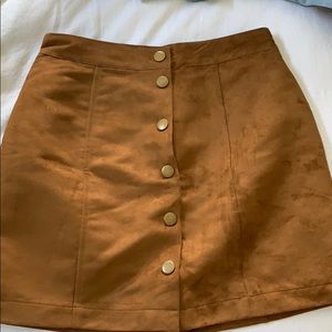 Suede button front skirt